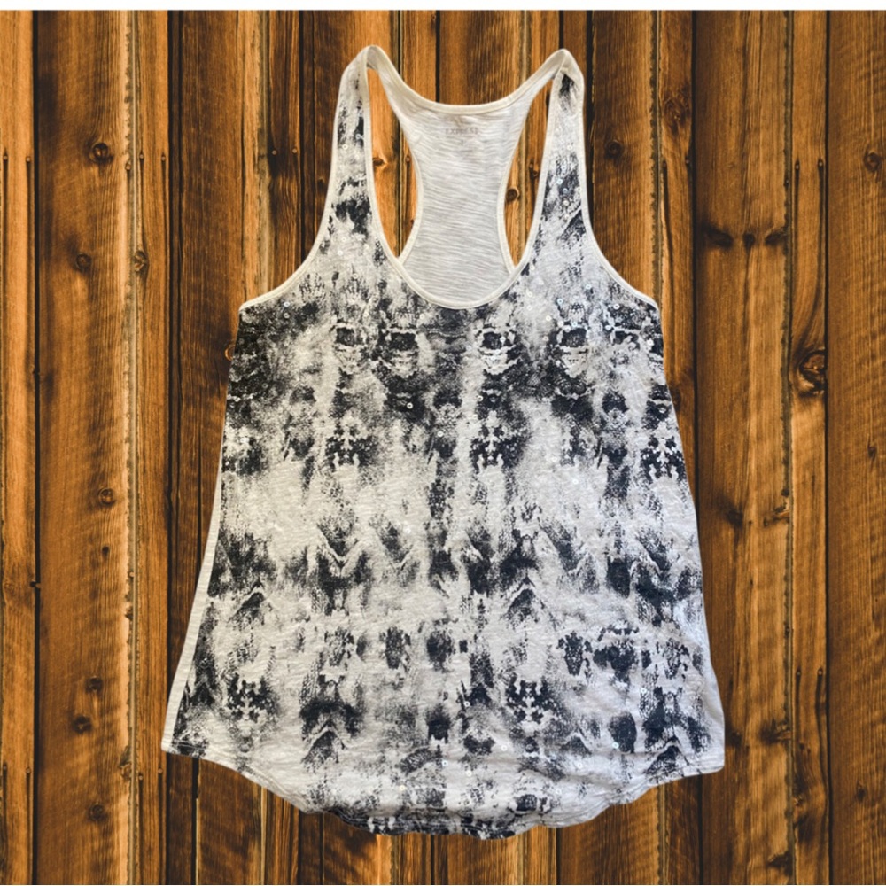 Express Racerback Tank Top With Sequins Scoop Neck Size: S